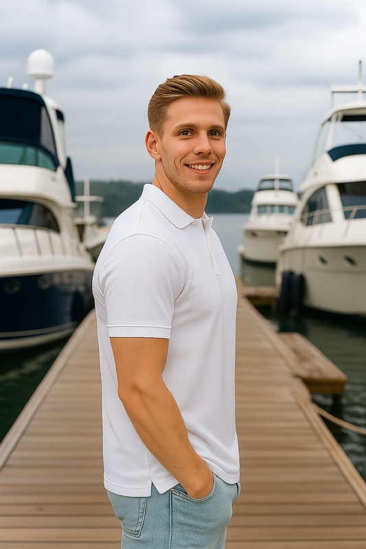 Vista White MOMIFA Classic Polo