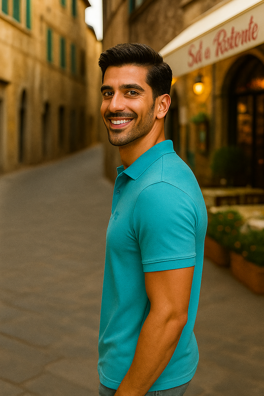 Aqua Blue MOMIFA Classic Polo